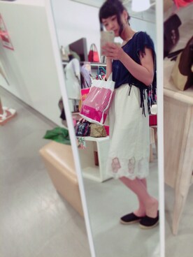 「COCO DEAL（ココディール）のアイテム（その他パンツ、ホワイト系）」を使った、めいさん（レディース・153cm）の夏コーディネート
