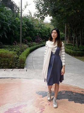 「square streetのアイテム（アナログ腕時計、ベージュ系）」を使った、mary oiyiさん（レディース）の冬コーディネート