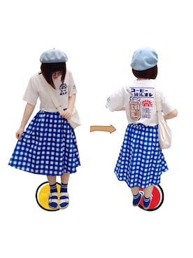 「BIRKENSTOCK（ビルケンシュトック）のBAYFLOW／【BIRKENSTOCK（ビルケンシュトック）】ARIZONA(アリゾナ)（サンダル、ホワイト系）」を使った、SONGSHUYAさん（レディース・158cm）の夏コーディネート