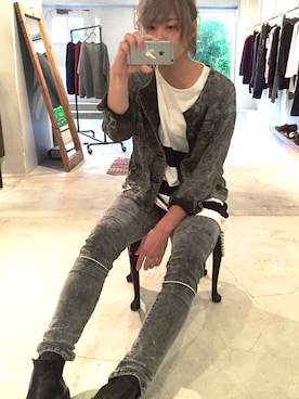 「SHAREEF（シャリーフ）のアイテム（デニムジャケット）」を使った、タカハタ ヒロキさん（メンズ・183cm）の冬コーディネート