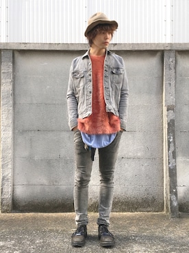 「SHAREEF（シャリーフ）のアイテム（デニムジャケット）」を使った、タカハタ ヒロキさん（メンズ・183cm）の秋コーディネート