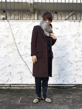 「シャリーフ(SHAREEF)」｜「アイテム（チェスターコート）」を使った、タカハタ ヒロキさん（メンズ・183cm）の秋コーディネート