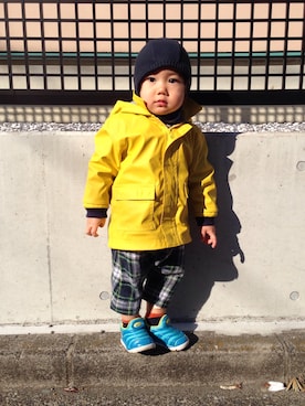 「PETIT BATEAU（プチバトー）のアイテム（ニットキャップ/ビーニー）」を使った、hinaokoさん（キッズ・80cm）の冬コーディネート