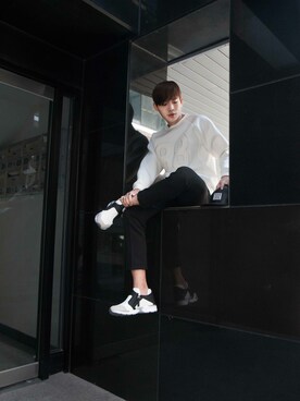 「no brand（ノーブランド）のアイテム（Tシャツ/カットソー、ホワイト系）」を使った、ZAKIさん（メンズ・178cm）の秋コーディネート