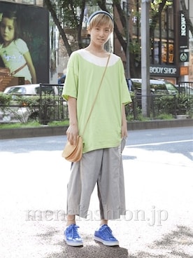 「banal chic bizarre（バナルシックビザール）のアイテム（Tシャツ/カットソー、グリーン系）」を使った、ryouchidaさん（メンズ・167cm）の冬コーディネート