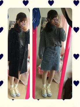「ロング丈ダッフル」｜あいなさん（レディース・158cm）の冬コーディネート