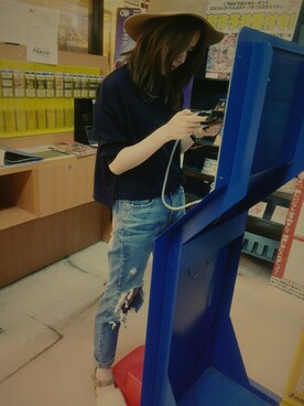 「GLOBAL WORK（グローバルワーク）のフェルトナカオレＨＡＴ/565115（ハット）」を使った、るーさん（レディース・160cm）の秋コーディネート