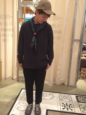 「coen（コーエン）のフェイクスエードキャップ（キャップ、ベージュ系）」を使った、MAEDAさん（メンズ・162cm）の秋コーディネート