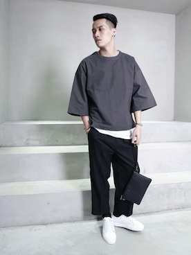 「repos（ルポ）のアイテム（バッグ）」を使った、Repos.羊騎龍さん（メンズ・179cm）の春コーディネート