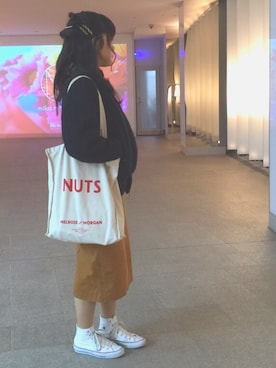 「ハーフアップ」｜「アイテム（その他アウター）」を使った、chikasakiさん（レディース・161cm）の冬コーディネート