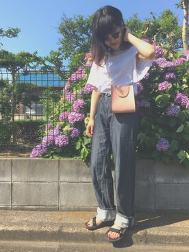 「KNOT（ノット）のアイテム（パンツ）」を使った、chikasakiさん（レディース・161cm）の夏コーディネート