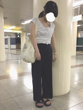 「メゾン キツネ(MAISON KITSUNE)」｜「アイテム（ワンピース/ドレス）」を使った、chikasakiさん（レディース・161cm）の夏コーディネート