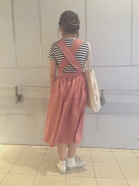 「BEAMS（ビームス）のアイテム（ピアス（両耳用））」を使った、chikasakiさん（レディース・161cm）の夏コーディネート