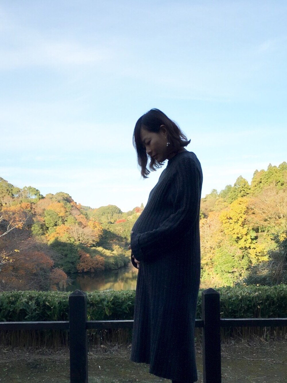 「ジーユー、マタニティ、妊婦」｜「GUのアイテム（ワンピース、グレー系）」を使った、chamks_さん（レディース・153cm）の冬コーディネートの1枚目の写真