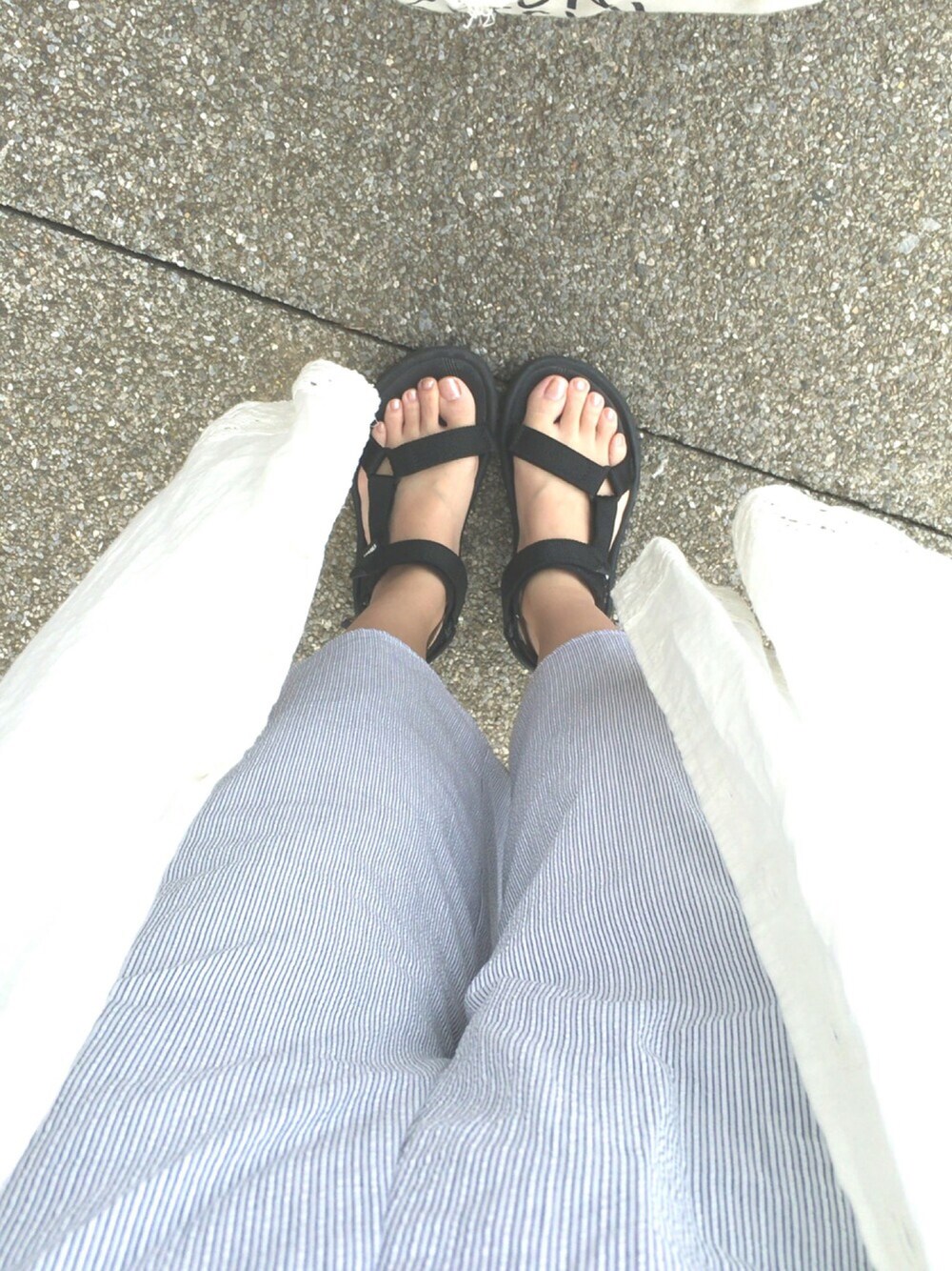 「オールインワン、ZARA、teva、レースガウン、ガウン」｜「ZARAのアイテム（オールインワン・サロペット、ブルー系）」を使った、chamks_さん（レディース・153cm）の夏コーディネートの1枚目の写真