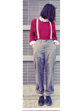 「w closet」｜「アイテム（スラックス）」を使った、🐻无牙さん（レディース・157cm）の冬コーディネート