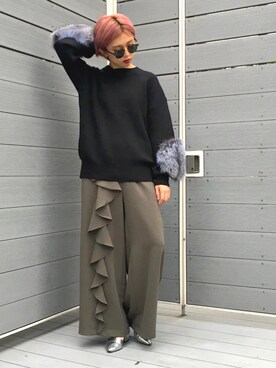 「アイテム（ニット/セーター）」を使った、OHARUさん（レディース・158cm）の秋コーディネート