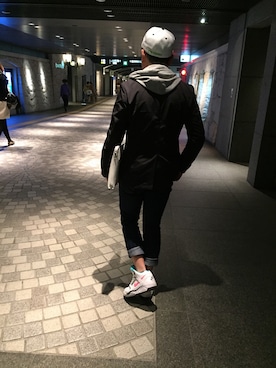 「NIKE Air Flightのアイテム」を使った、かずやさん（メンズ・168cm）の春コーディネート