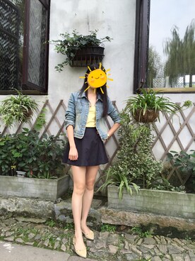 「travel」｜「アイテム（デニムジャケット）」を使った、蔡小千さん（レディース・160cm）の夏コーディネート