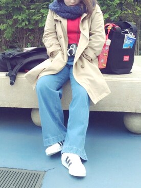 「disney」｜「アイテム（トレンチコート）」を使った、nozo3☺︎さん（レディース・152cm）の春コーディネート