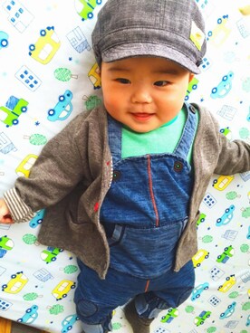 「アイテム（キャスケット）」を使った、S&Sさん（キッズ・60cm）の春コーディネート