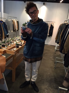 「masterkey（マスターキー）のアイテム（ノーカラージャケット）」を使った、イシバシトモヒロさん（メンズ・173cm）の春コーディネート