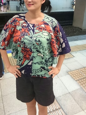 「PLEATS PLEASE（プリーツプリーズ）のアイテム（ノーカラージャケット）」を使った、Kathyさん（レディース・165cm）の夏コーディネート
