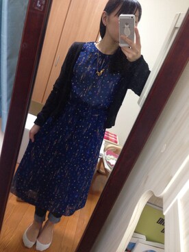 「古着のアイテム（One piece dress、ブルー系）」を使った、ミーさん（レディース・146cm）の春コーディネート