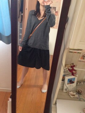 「GU（ジーユー）のアイテム（Pants、ブラック系）」を使った、ミーさん（レディース・146cm）の春コーディネート