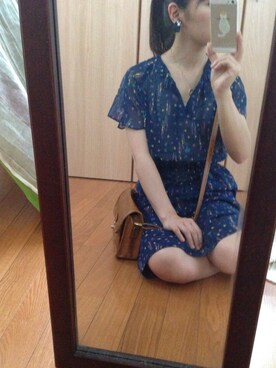 「古着のアイテム（One piece dress、ブルー系）」を使った、ミーさん（レディース・146cm）の春コーディネート