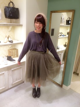 「RANDA（ランダ）のアイテム（スカート）」を使った、haruka babaさん（レディース・165cm）の秋コーディネート