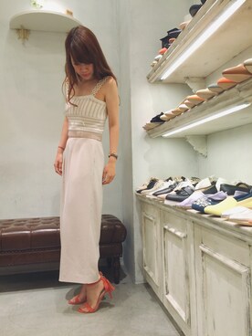 「アイテム（サンダル、オレンジ系）」を使った、haruka babaさん（レディース・165cm）の夏コーディネート