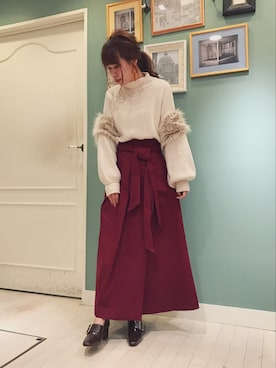 「RANDA（ランダ）のアイテム（アクセサリー）」を使った、haruka babaさん（レディース・165cm）の秋コーディネート