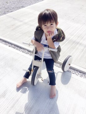 「Right-on（ライトオン）のアイテム（ダウンベスト）」を使った、gule♡さん（キッズ・100cm）の秋コーディネート