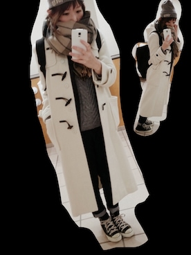 「SNIDEL（スナイデル）のロングダッフルコート（ダッフルコート）」を使った、ぴこさん（レディース・166cm）の冬コーディネート