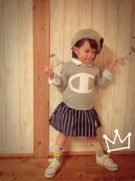 「Lee（リー）のアイテム（シューズ）」を使った、hanaharuuさん（キッズ・100cm）の秋コーディネート