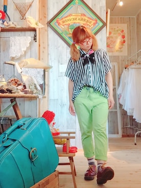 「PUNYUS（プニュズ）のアイテム（シャツ/ブラウス、その他）」を使った、おやつ。さん（レディース・152cm）の夏コーディネート