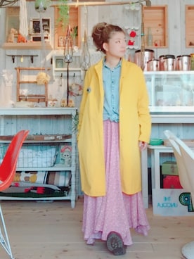 「MIMIMEMETEのアイテム（スカート、レッド系）」を使った、おやつ。さん（レディース・152cm）の秋コーディネート