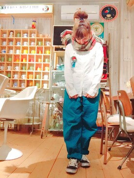 「RALPH LAUREN（ラルフ ローレン）のアイテム（シャツ/ブラウス、ホワイト系）」を使った、おやつ。さん（レディース・152cm）の秋コーディネート