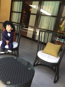 「韓国子供服のアイテム（ジャケット/アウター、ブラック系）」を使った、waseyoさん（キッズ）の冬コーディネート