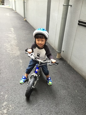 「自転車特訓中」｜mu-さん（キッズ・100cm）の秋コーディネート