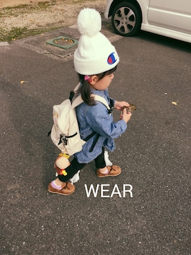 「ASICS（アシックス）のアイテム（帽子）」を使った、y&sさん（キッズ・90cm）の秋コーディネート