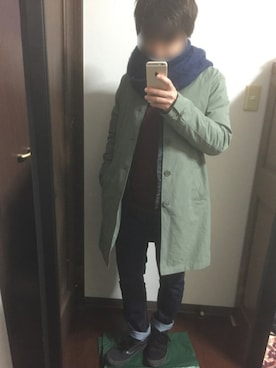 「アイテム（ステンカラーコート）」を使った、トマトさん（メンズ・165cm・10代）の冬コーディネート