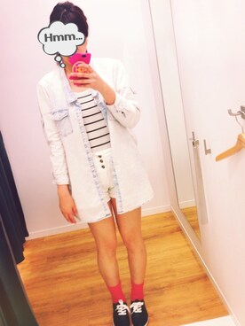 「mystic（ミスティック）のデニムSH（シャツ/ブラウス、ブルー系）」を使った、おかゆさん（レディース・170cm）の春コーディネート