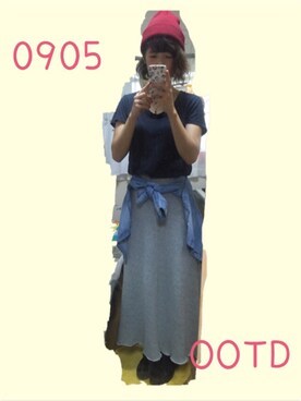 「FREE'S MART（フリーズマート）のアイテム（Tシャツ/カットソー、ブルー系）」を使った、あいさん（レディース・163cm）の秋コーディネート