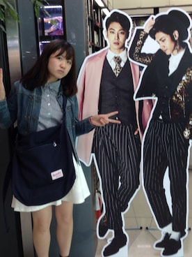 「ショルダーバック」｜「アイテム（デニムジャケット）」を使った、y.hanonさん（レディース・156cm）の春コーディネート