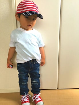 「星条旗」｜「アイテム（その他）」を使った、yuuchamさん（キッズ・80cm）の春コーディネート