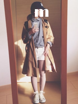 「白いスニーカー」｜「アイテム（トレンチコート）」を使った、meg-o0920さん（レディース・152cm）の春コーディネート