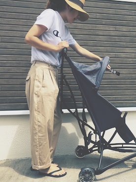 「7月WEAR夏のサンダル祭り」｜「アイテム（帽子）」を使った、meg-o0920さん（レディース・152cm）の夏コーディネート
