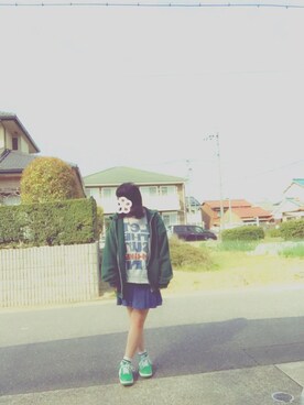 「HEART MARKET（ハートマーケット）のアイテム（T恤、ホワイト系）」を使った、みずたに はなさん（レディース・158cm）の春コーディネート